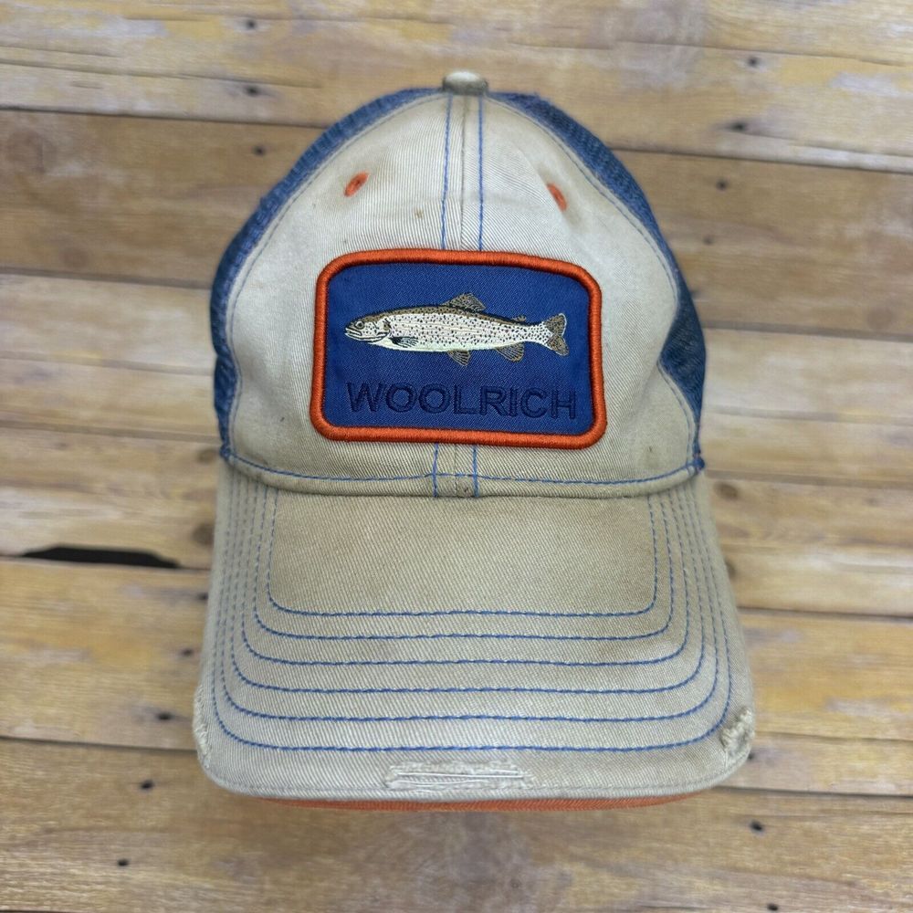 Vintage Woolrich Trout Fishing Hat Wading Distressed Mesh Trucker Strap‎ back